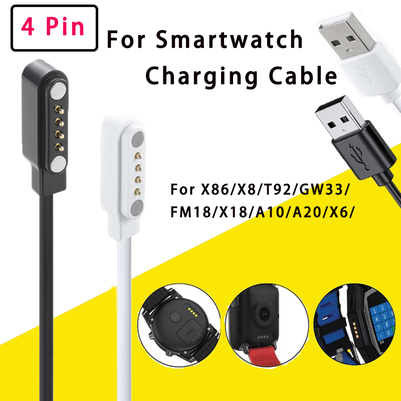 4핀 USB 교체용 자기식 스마트 워치 충전 케이블,  - Smartwatch X18 리뷰 및 가격
