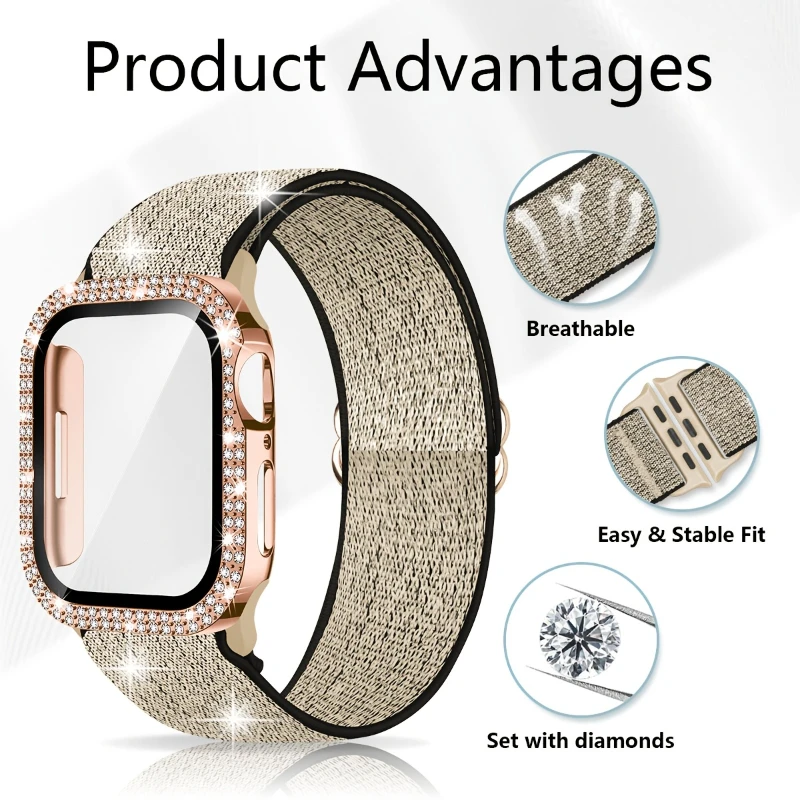 Apple Watch 용 밴드 + 케이스 45mm 41 - Smartwatch Watch Accessories For Women 리뷰 및 가격
