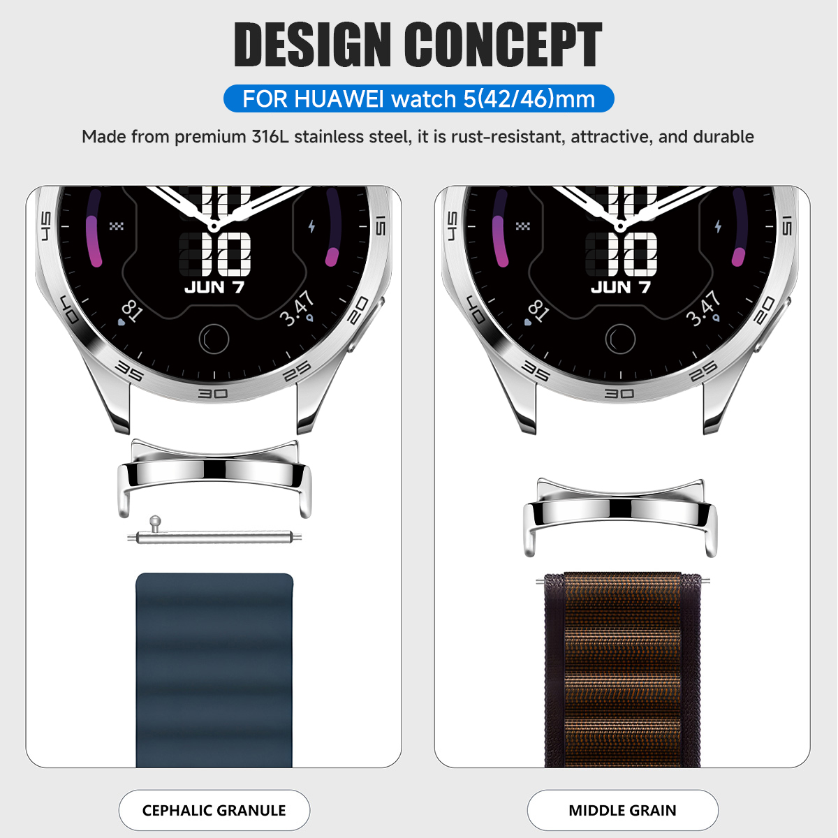 화웨이 시계 5 42mm 스마트워치용 2개 어댑터 화웨 - Huawei Smartwatch Accessories 리뷰 및 가격
