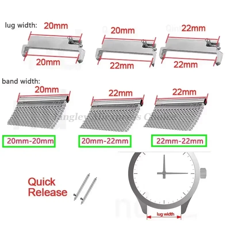 2pcs 시계 밴드 어댑터 20mm ~ 18mm 20m - Watch Band Connector 리뷰 및 가격